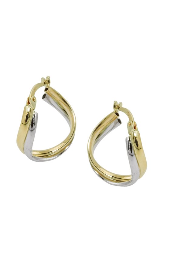 HOOP EARRINGS TWO TONE 9K GOLD