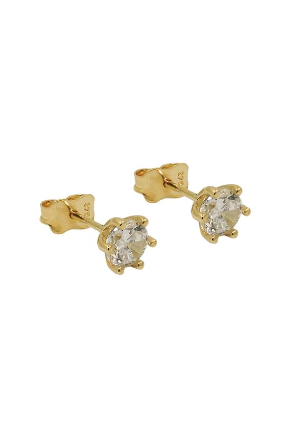 STUD EARRINGS 5MM ZIRCONIA 9K GOLD
