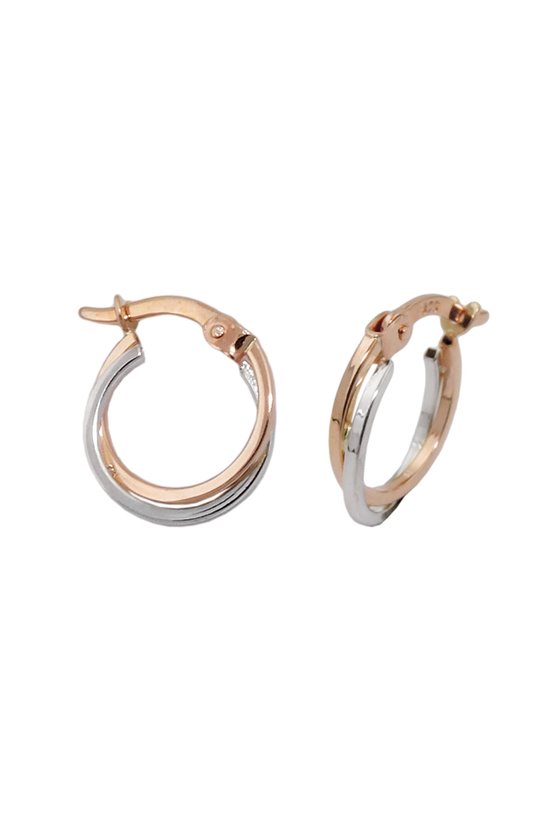 HOOP EARRINGS TWO TONE 9K REDGOLD
