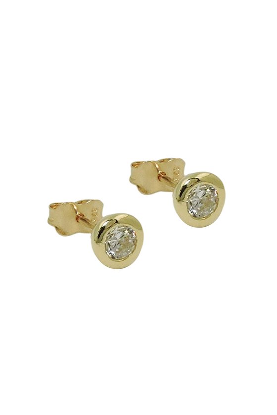 STUD EARRINGS 6MM ZIRCONIA 9K GOLD