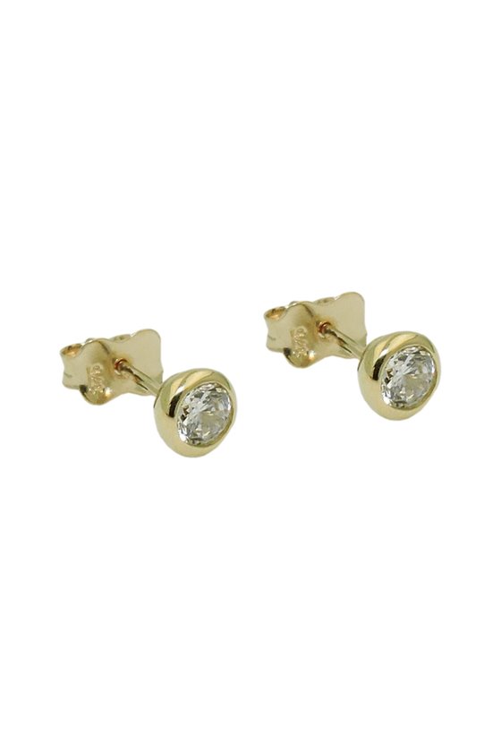 STUD EARRINGS 5MM ZIRCONIA 9K GOLD