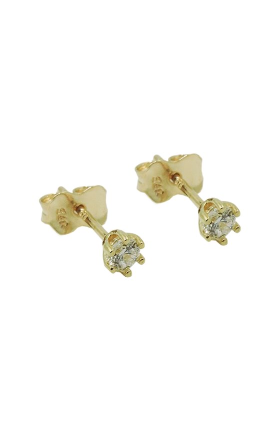 STUD EARRINGS 3MM ZIRCONIA 9K GOLD