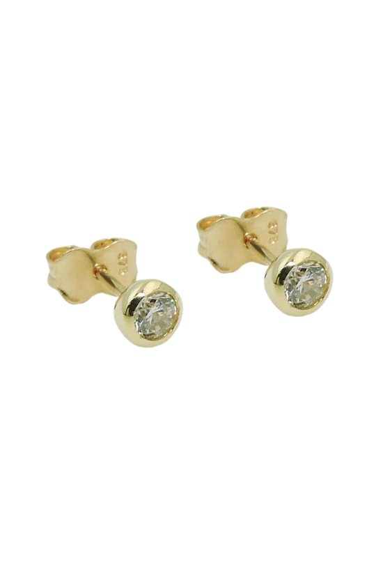 STUD EARRINGS 4MM ZIRCONIA 9K GOLD