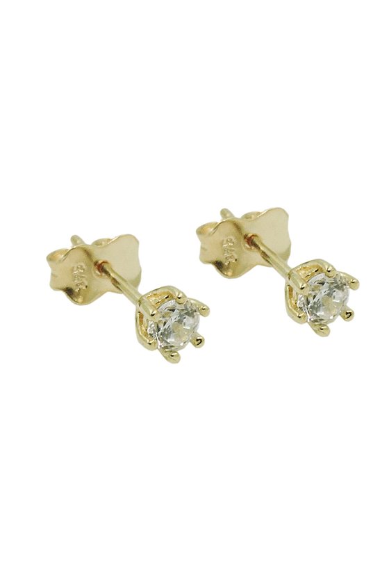 STUD EARRINGS 4MM ZIRCONIA 9K GOLD