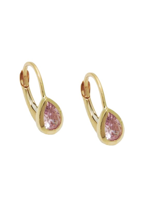 LEVERBACK EARRINGS DROP PINK 9K GOLD