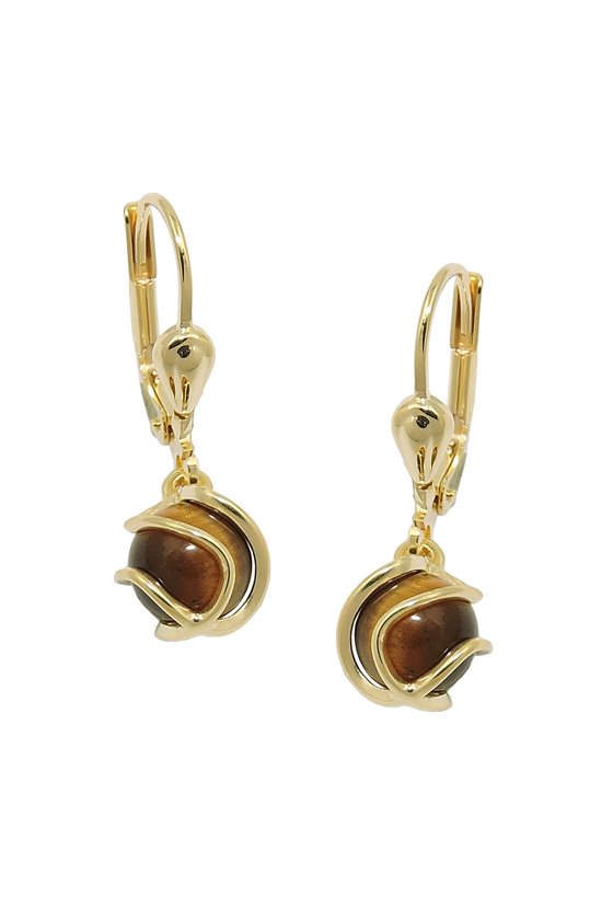 LEVERBACK EARRINGS TIGER EYE 8K GOLD
