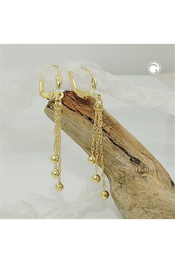 EARRINGS LEVERBACK WITH 3 CHAINS 8K GOLD
