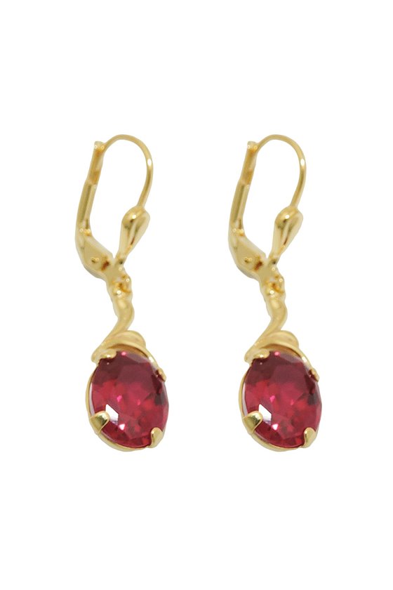 EARRINGS SYNTHETIC RUBY 8K GOLD