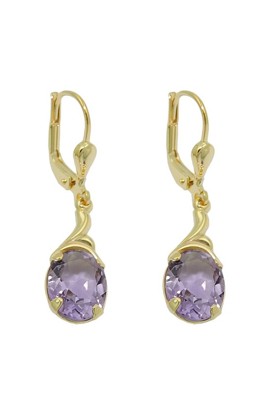 EARRINGS REAL AMETHYST 8K GOLD