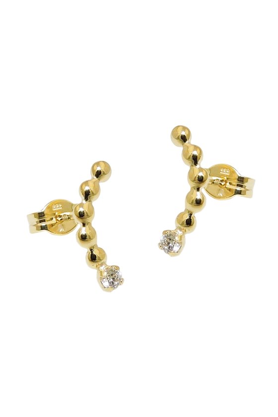 EARRING STUD ZIRCONIA WHITE 8K GOLD