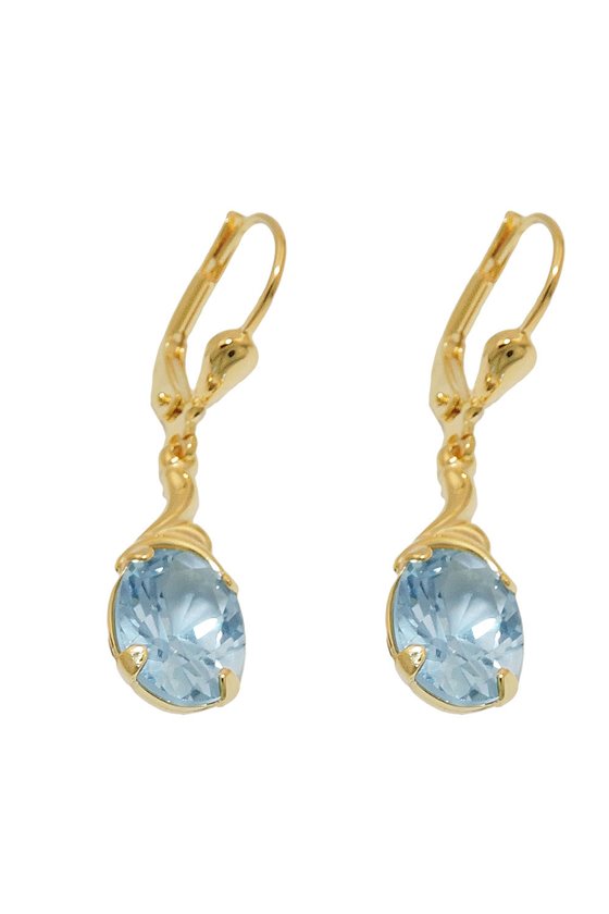 EARRINGS SYNTHETIC AQUAMARINE 8K GOLD