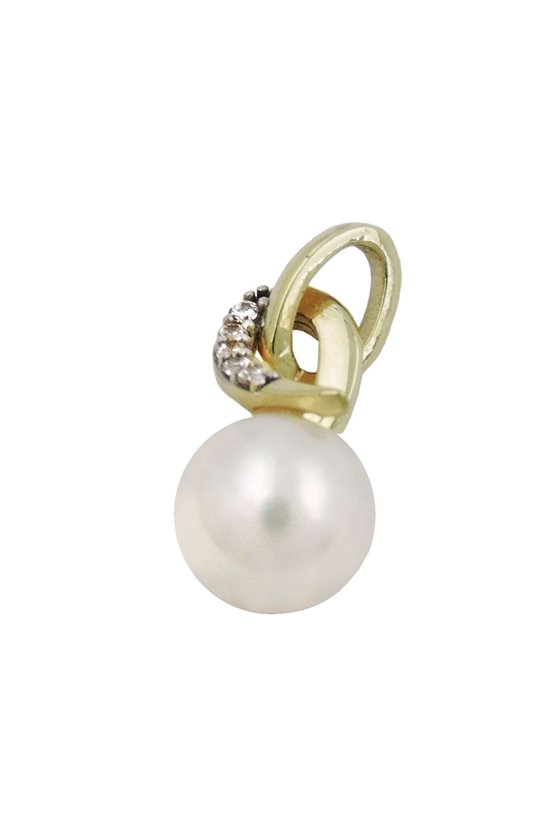 PENDANT PEARL WITH ZIRCONIAS 9K GOLD