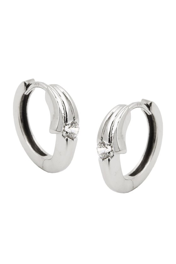 HOOP EARRINGS ZIRCONIAS 9K WHITE GOLD