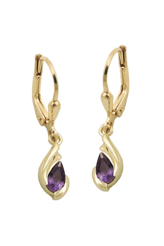 LEVERBACK EARRINGS AMETHYST 9K GOLD