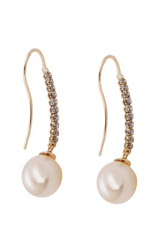 EARRINGS HOOKS PEARL/ZIRCONIAS 9K GOLD