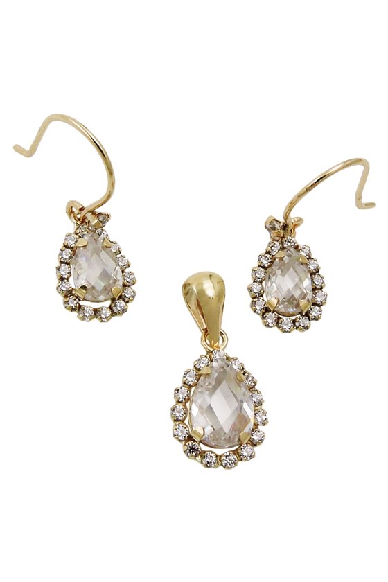 SET EARRING/PENDANT ZIRCONIAS 9K GOLD
