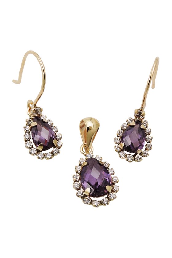 SET EARRING/PENDANT ZIRCONIA 9K GOLD