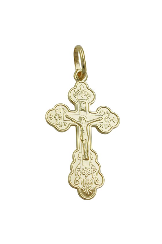 PENDANT CRUZIFIX CROSS BOTTONY 9K GOLD