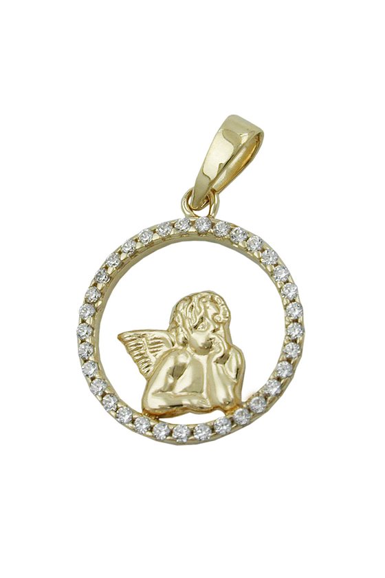 PENDANT ANGEL AND ZIRCONIAS 9K GOLD