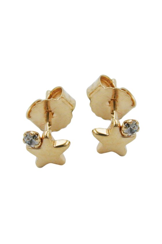 EARRINGS STAR WITH ZIRCONIA 9K GOLD