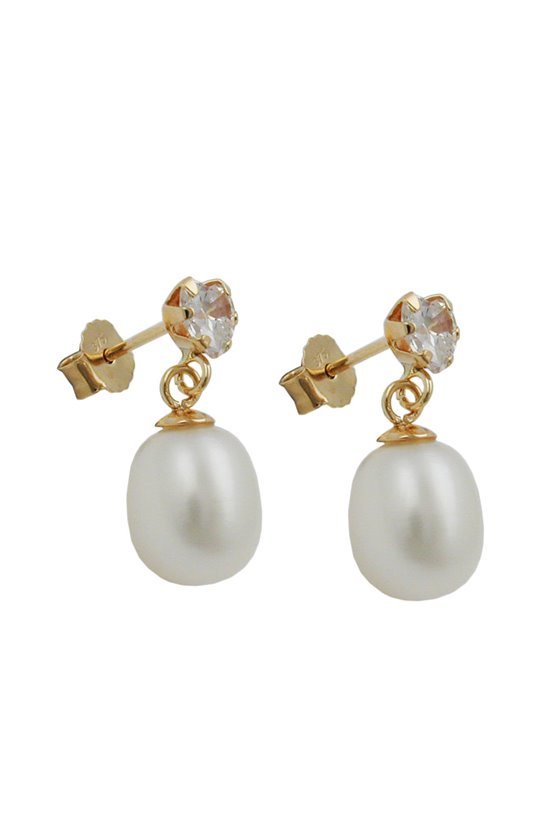 EARRINGS STUDS PEARL/ZIRCONIA 9K GOLD