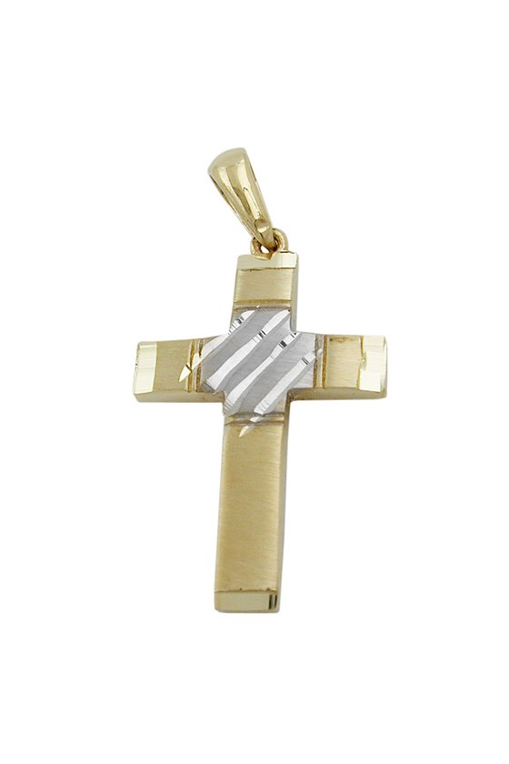 PENDANT CROSS TWO TONE 9K GOLD