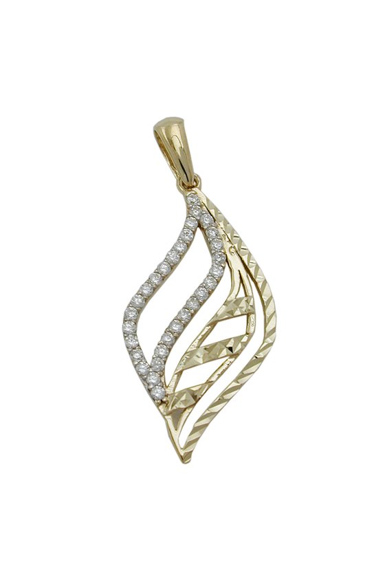 STUNNING DIAMOND CUT WHITE CUBIC ZIRCONIA PENDANT - PREMIUM 9CT YELLOW GOLD - UNIQUE MODERN DESIGN - GREAT GIFT FOR ANY OCCASION