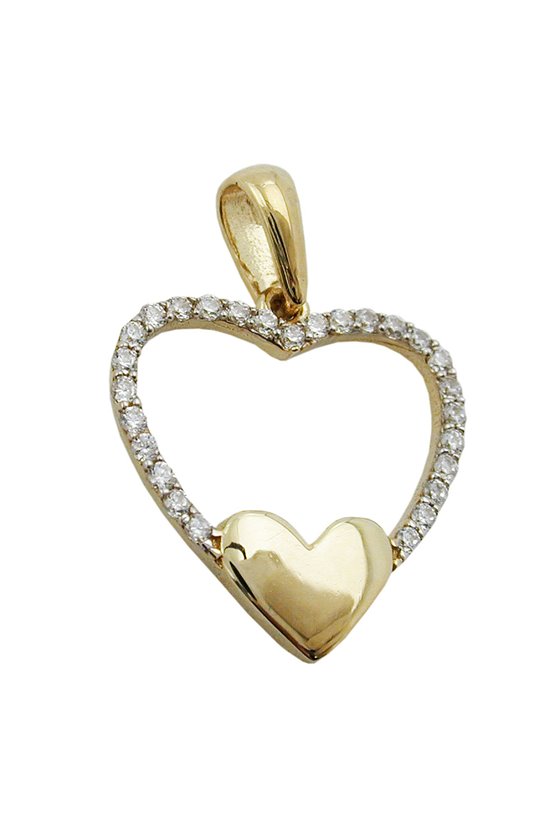 PENDANT HEART ZIRCONIAS 9K GOLD