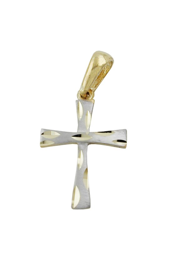PENDANT CROSS TWO TONE 9K GOLD