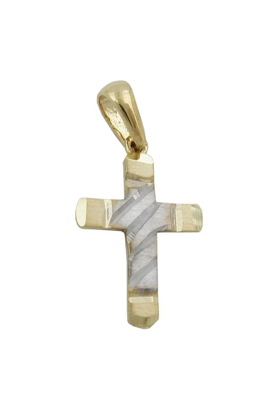 PENDANT CROSS TWO TONE 9K GOLD