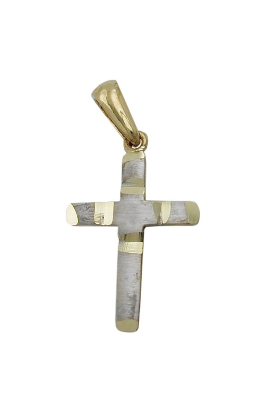 PENDANT CROSS TWO TONE 9K GOLD