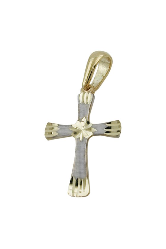 PENDANT CROSS TWO TONE 9K GOLD