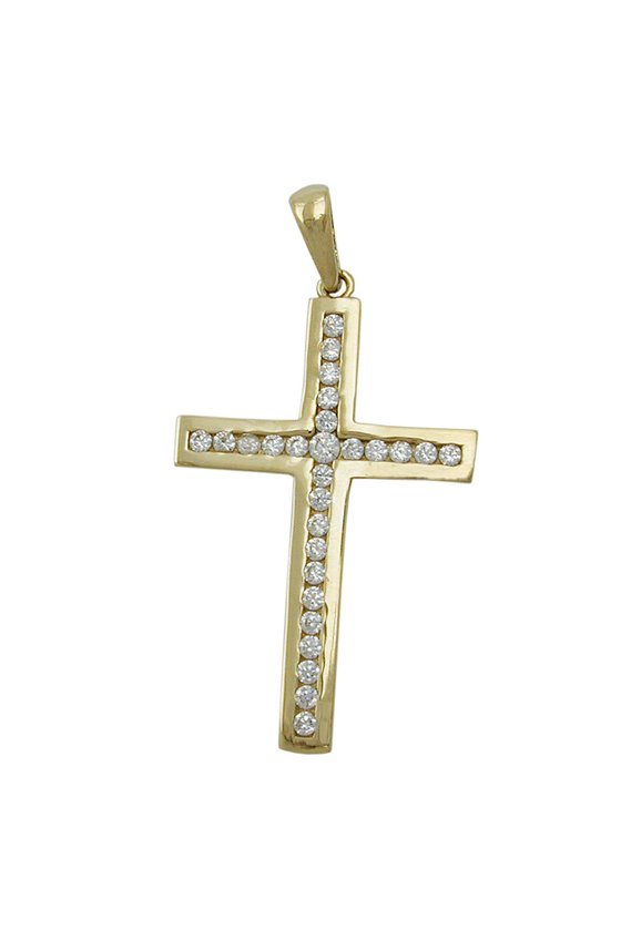PENDANT CROSS ZIRCONIAS 9K GOLD