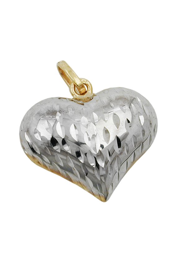 PENDANT HEART TWO TONE 9K GOLD