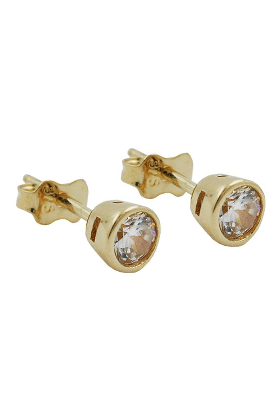 EARRINGS STUDS ZIRCONIA 4,5MM 9K GOLD