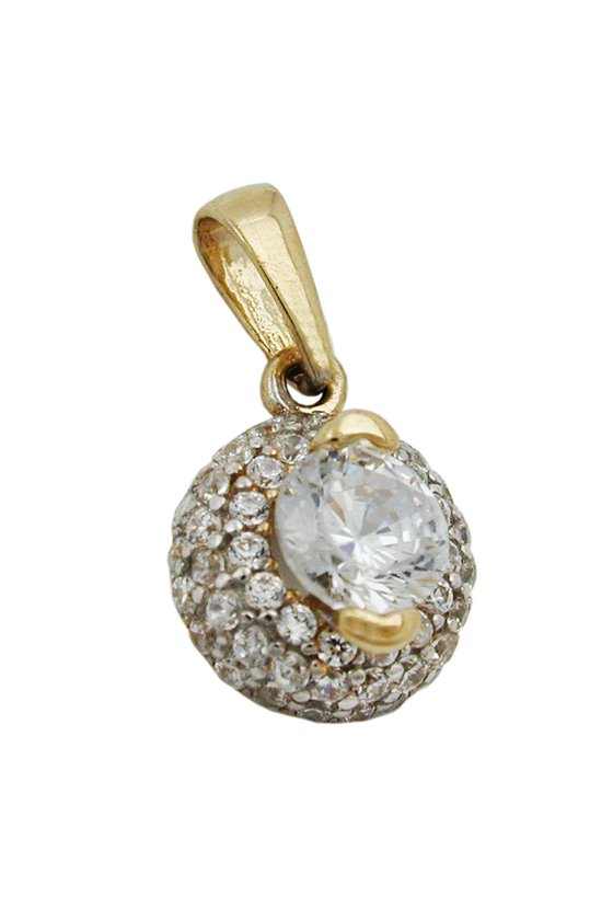 PENDANT ZIRCONIA TWO TONE 9K GOLD