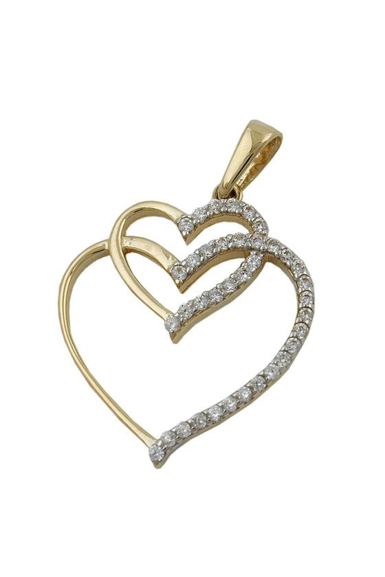 PENDANT HEART WITH ZIRCONIAS 9K GOLD