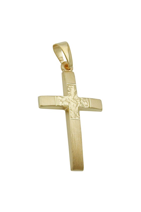 PENDANT CROSS WITH DIAMOND CUT 9K GOLD
