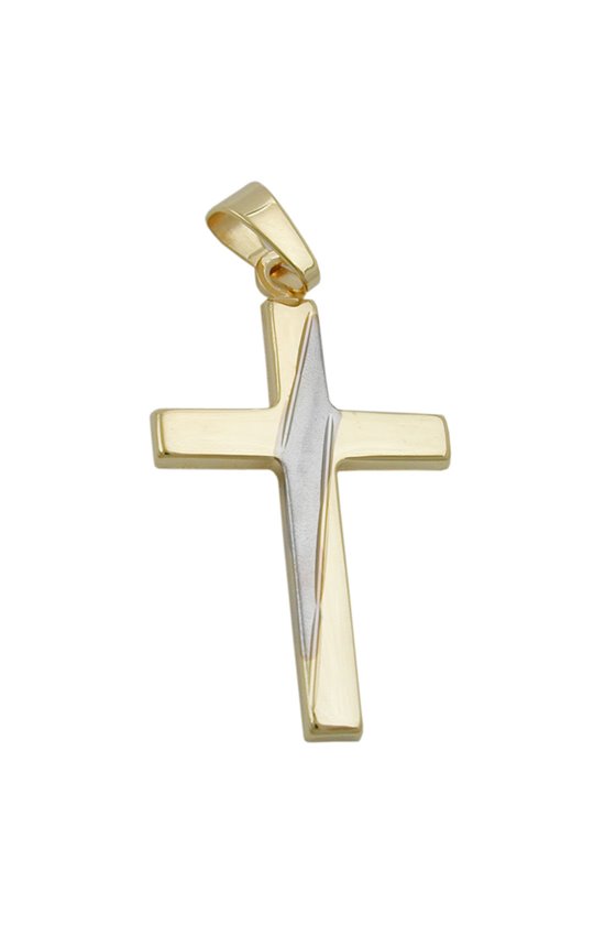 PENDANT CROSS BICOLOURED 9K GOLD