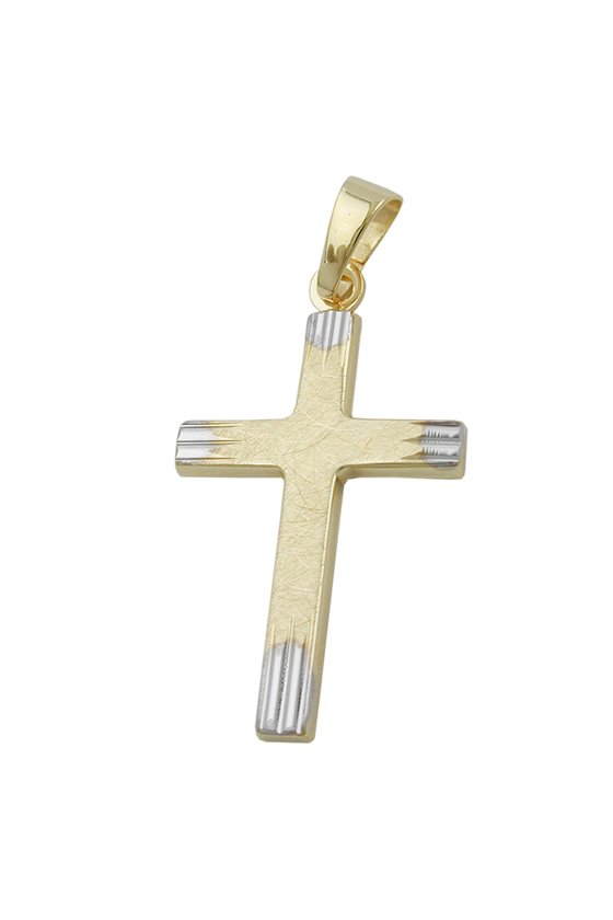 PENDANT CROSS BICOLOURED 9K GOLD