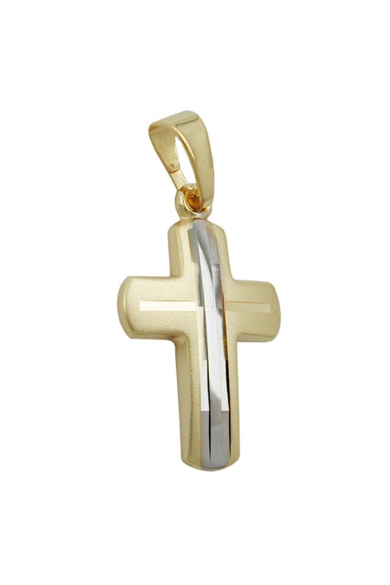 PENDANT CROSS BICOLOURED 9K GOLD
