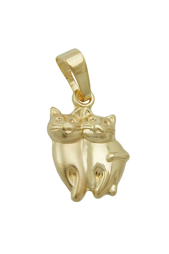 PENDANT CATS MATT-SHINING 9K GOLD