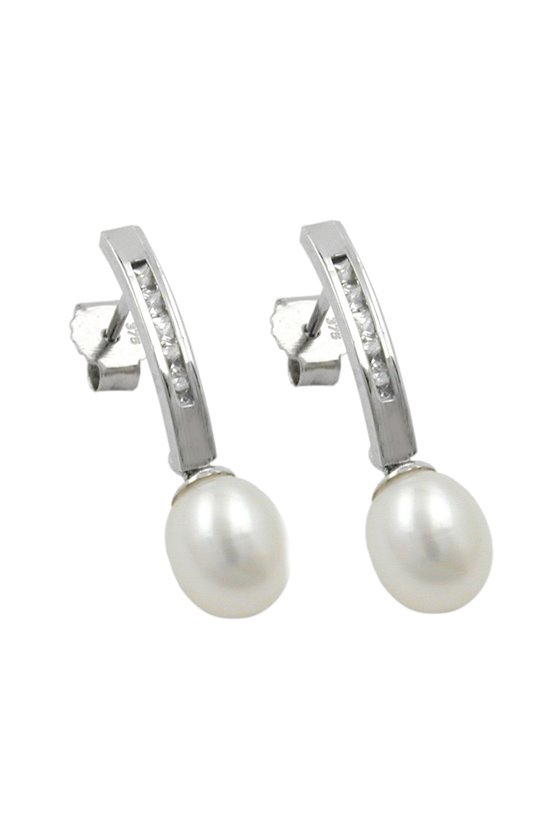 EARRINGS STUDS PEARL 9K WHITE GOLD