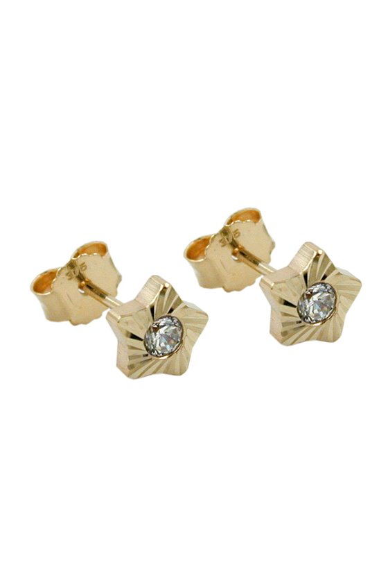 EARRINGS STUDS STAR ZIRCONIA 9K GOLD