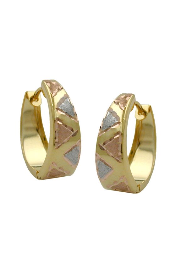 HOOP EARRINGS TRICOLOR MATT 9K GOLD