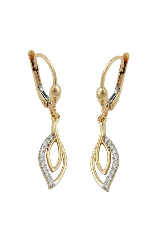LEVERBACK EARRINGS ZIRCONIAS 9K GOLD