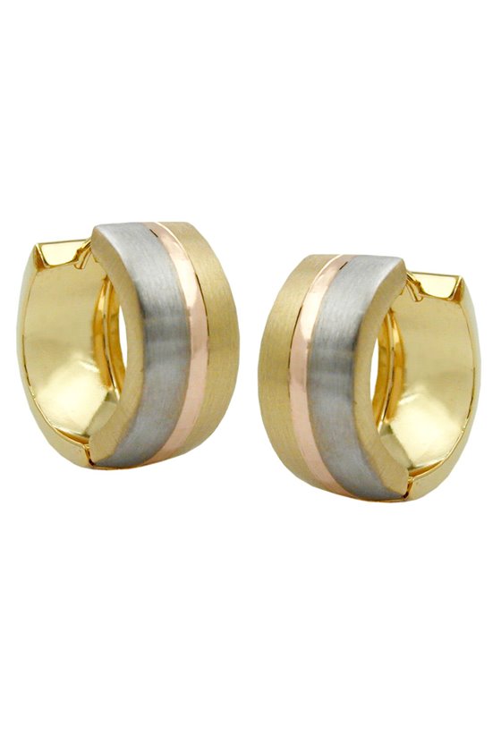 HOOP EARRINGS TRICOLOR MATT 9K GOLD