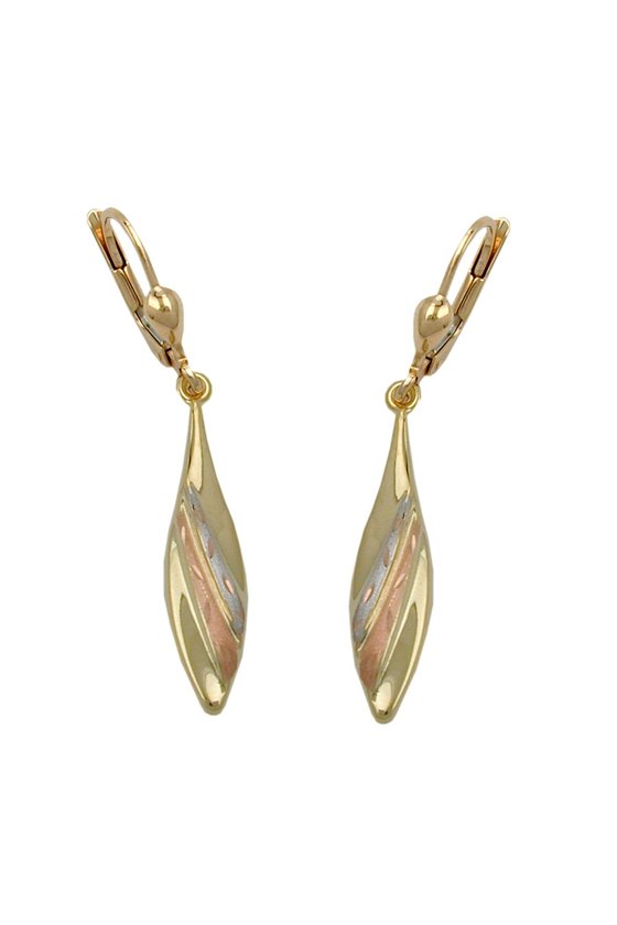 LEVERBACK EARRINGS TRICOLOR 9K GOLD