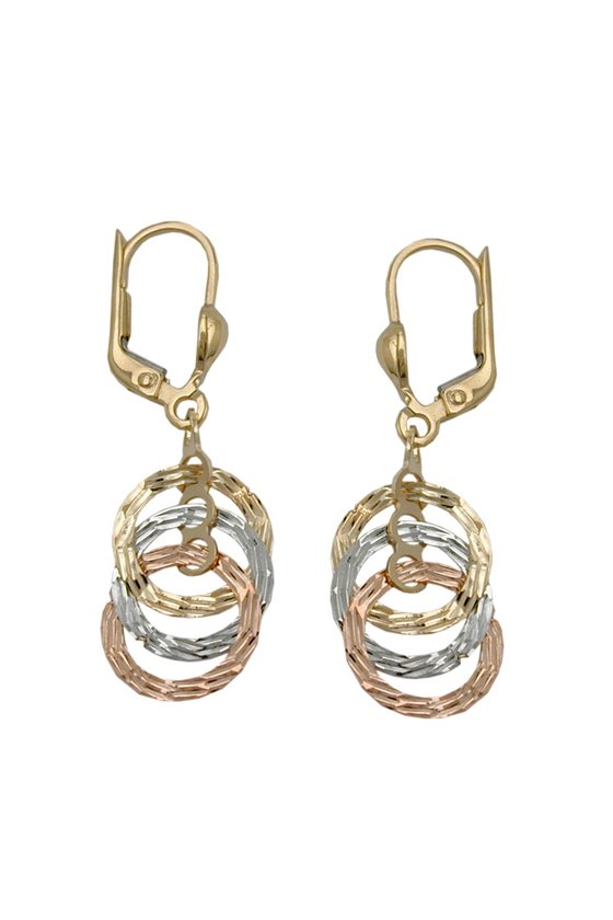 EARRINGS 3 HANGING CIRCLES 9 K GOLD