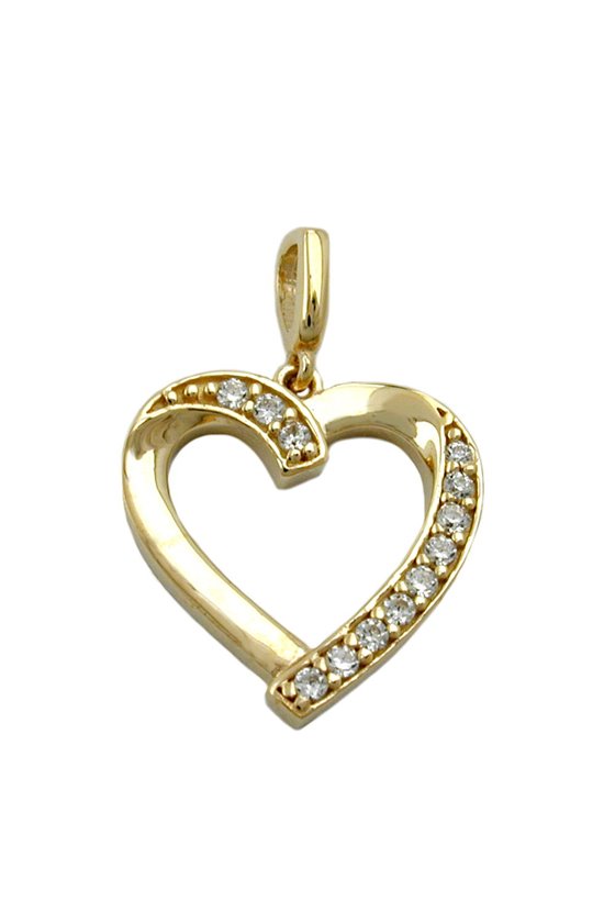 PENDANT HEART WITH ZIRCONIA CRYSTALS 9K GOLD